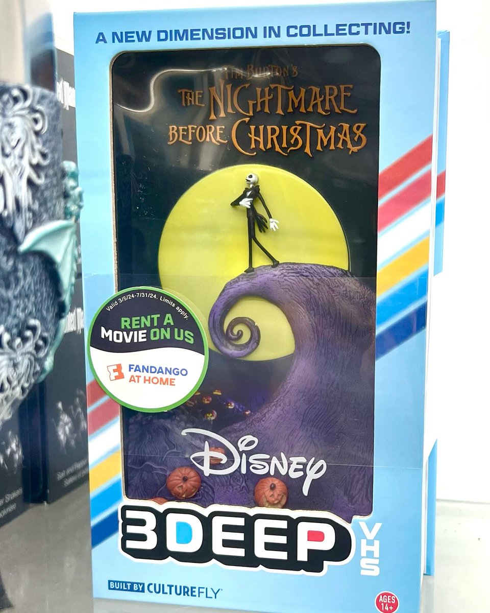 In store at Dark Delicacies the 3Deep VHS “A Nightmare Before Christmas” cover sculpture for wall hanging or setting on a desk. Dark Delicacies is open Tuesday through Sunday.