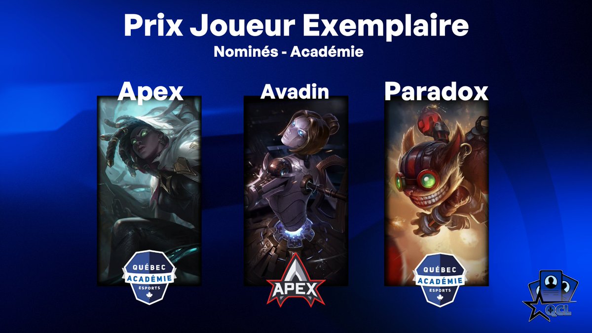 QCLontop's tweet photo. Voici nos nominés aux prix Joueur Exemplaire : Modèle pour la QCL, ce joueur a suivi toutes les règles et a eu un comportement exemplaire. Jamais toxic, toujours positif, on souhaiterait en avoir plus comme lui!
Le formulaire publique sort ce soir!!! 😍 https://t.co/UTqTR9TZFy
