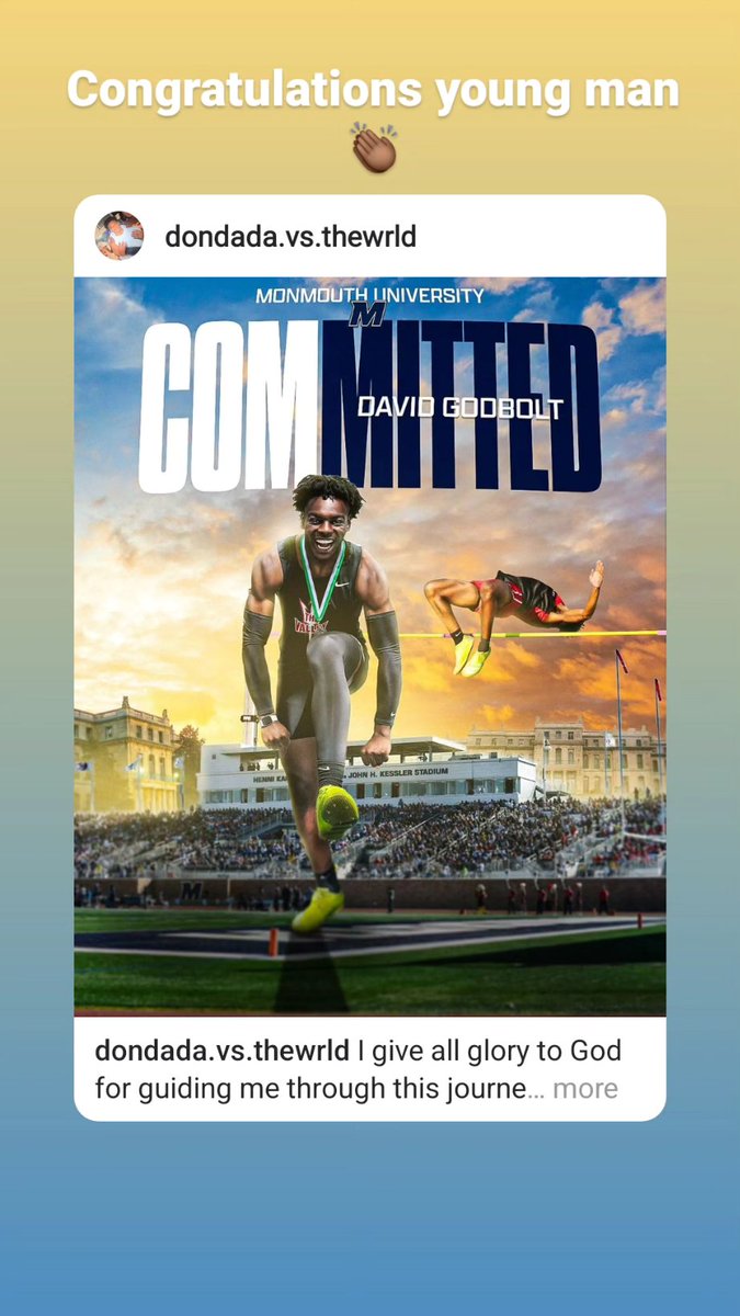 Congratulations to David Godbolt on his commitment to continue his academic and athletic career at Monmouth University. Your Red Devil Nation Track family is so proud of you!