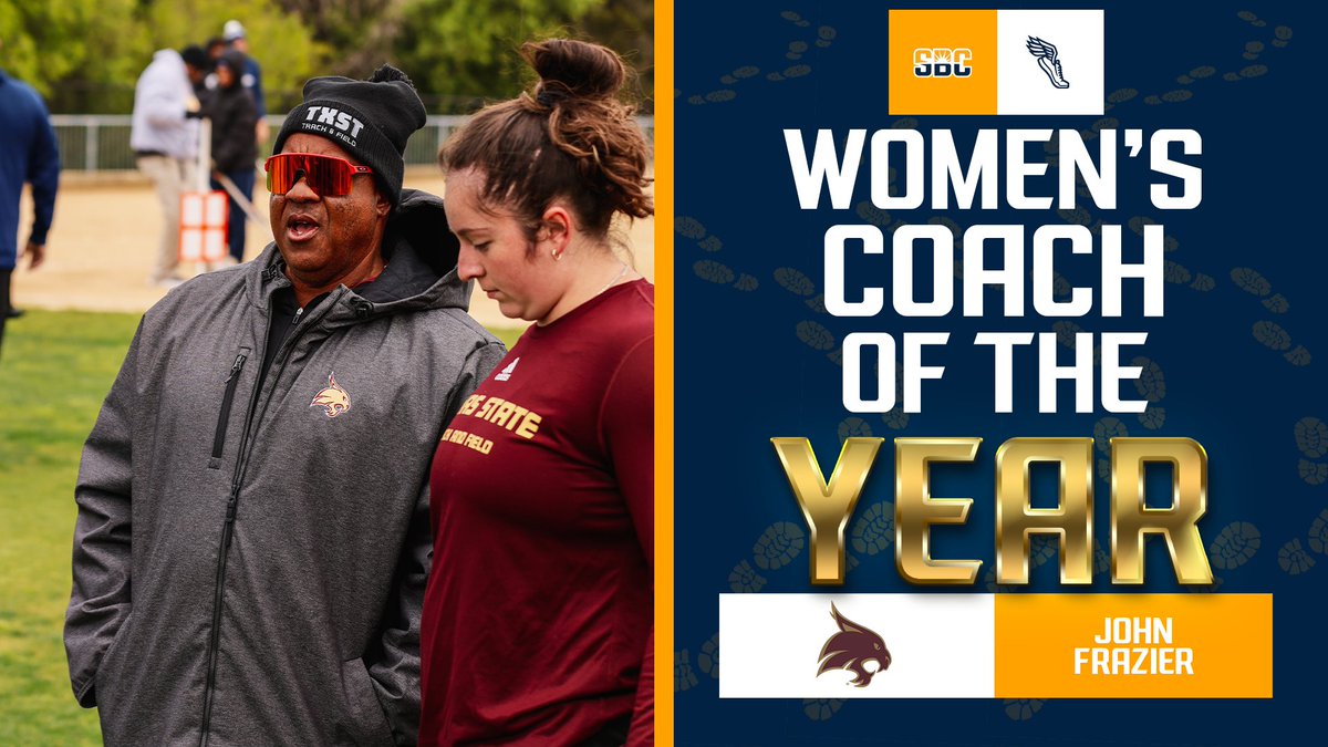 𝗕𝗢𝗕𝗖𝗔𝗧 𝗕𝗨𝗜𝗟𝗗𝗘𝗥. John Frazier of @TXStateTrack led the Bobcats to their first women’s title since 2018 to earn #SunBeltTF Women’s Coach of the Year. ☀️👟 📰 » sunbelt.me/4bCrZyB