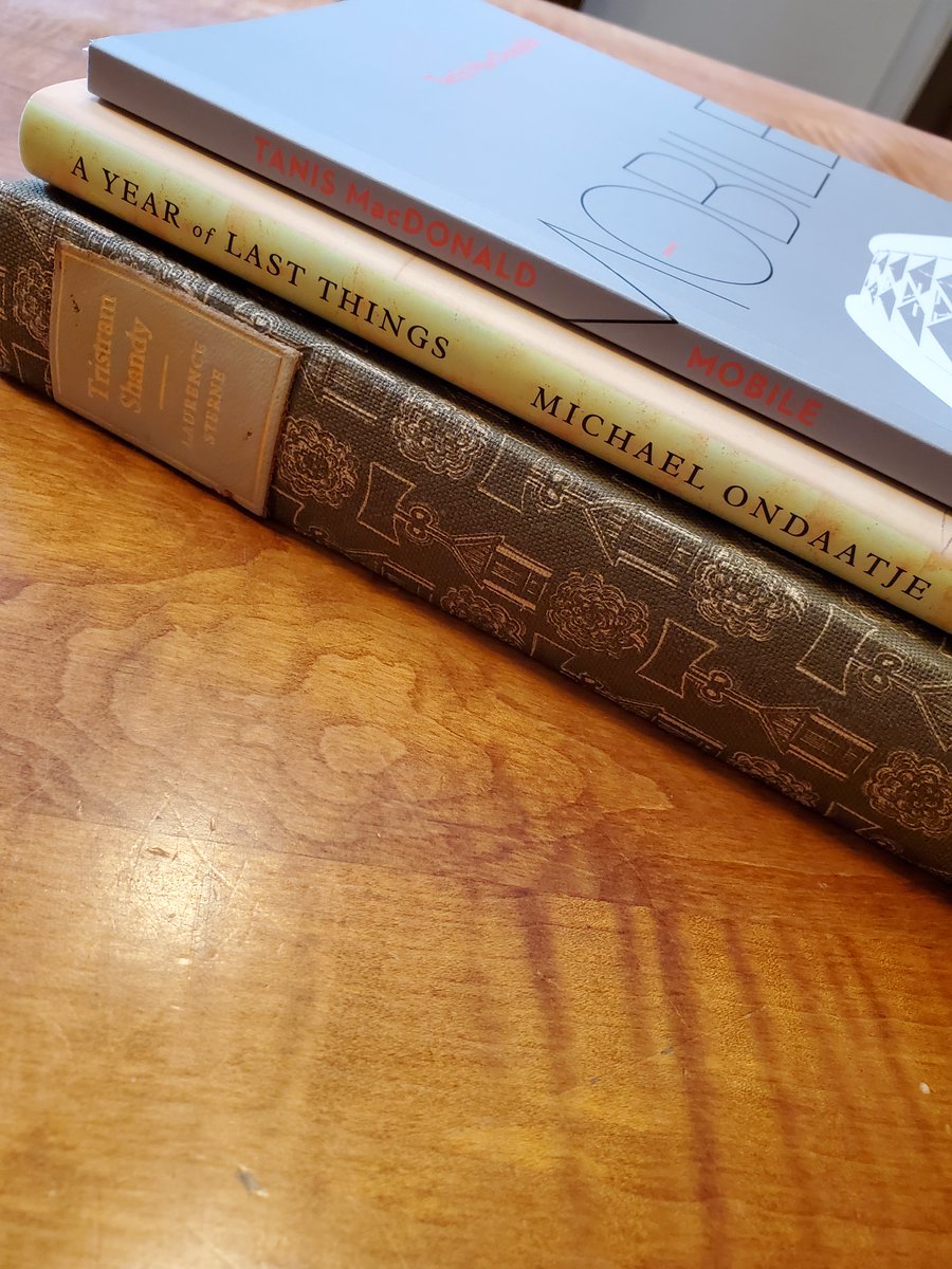 #FridayReads #WeekendReads * Mobile by Tanis MacDonald (2019 @bookhugpress) tinyurl.com/mvfasza5 * A Year of Last Things by Michael Ondaatje (2024 @McClellandBooks) tinyurl.com/2xcx9z9n * Tristram Shandy by Laurence Sterne (1759, 1970 @foliosociety) hcbooksonline.com/product/life-o…