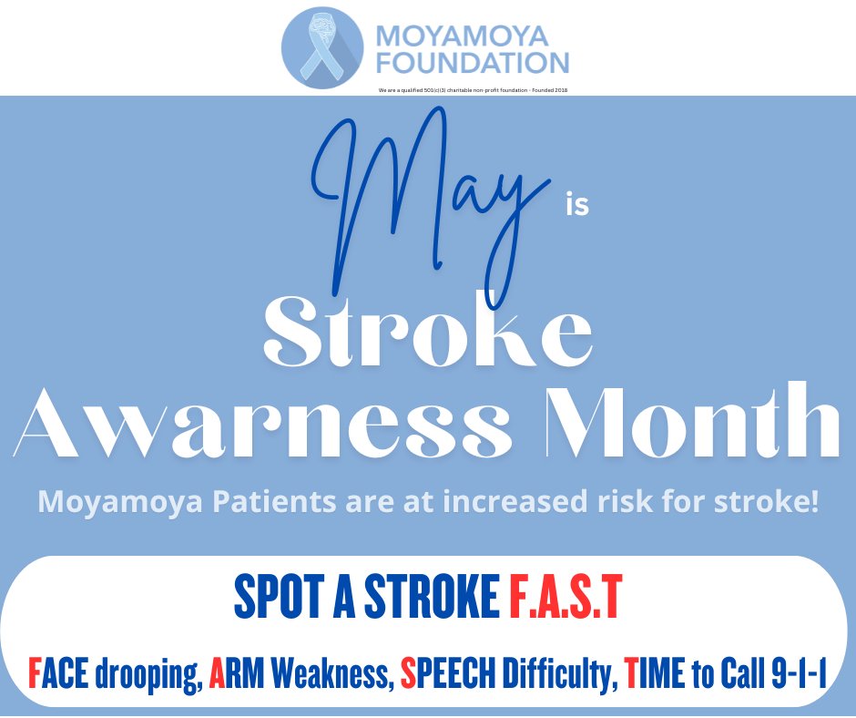 Moyamoya Patients are at increased risk for stroke, know the signs and act F.A.S.T.

#StrokeAwareness #MoyamoyaFoundation #MoyamoyaAdvocacy #MoyamoyaResearch #RareDisease