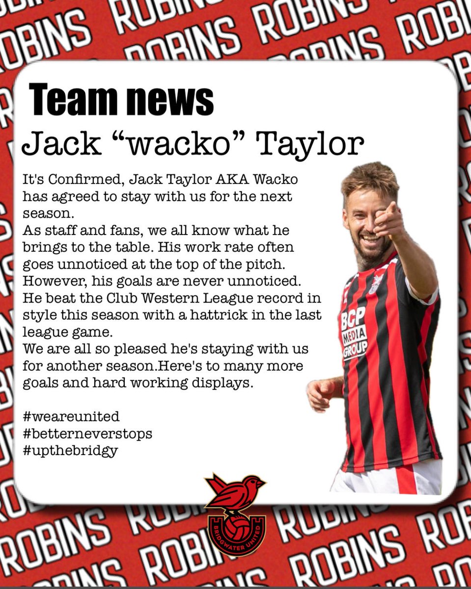 Mr Bridgwater Jack Taylor confirms for another season.