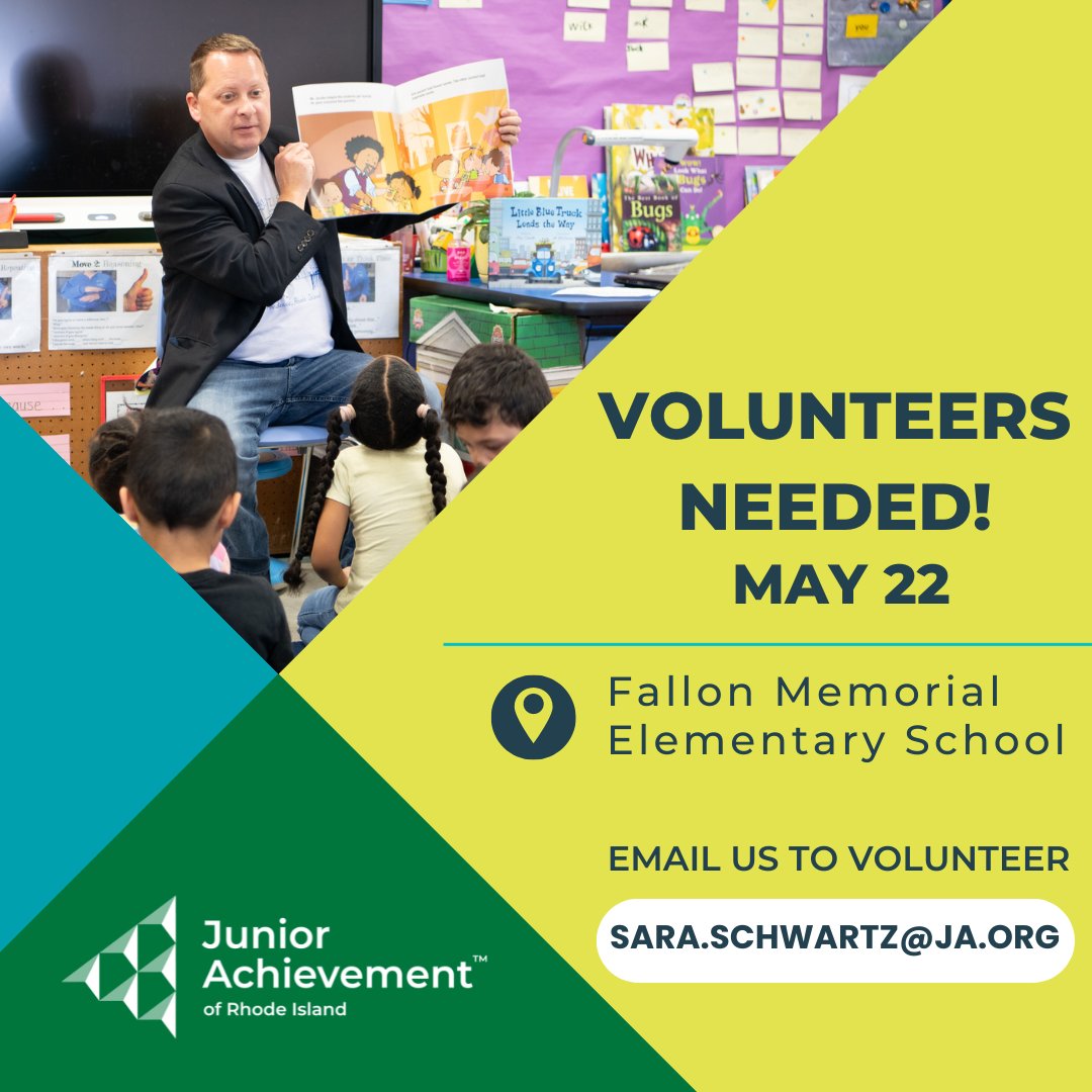 Attention Volunteers! We Need You for JA in a Day Next Week! Join us in making a difference in the lives of young students in Pawtucket! This is a fantastic opportunity to spark inspiration! 🗓️ 5/22 Fallon Memorial Elementary School Contact us @ sara.schwartz@ja.org to volunteer!