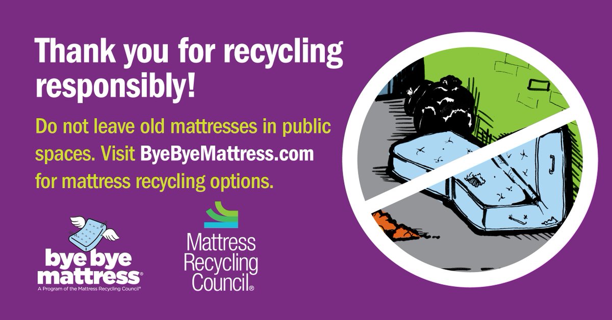 As the weekend begins, we want to remind you to stay safe and to recycle responsibly. Visit our website ByeByeMattress.com to find #mattressrecycling locations near you. ♻️