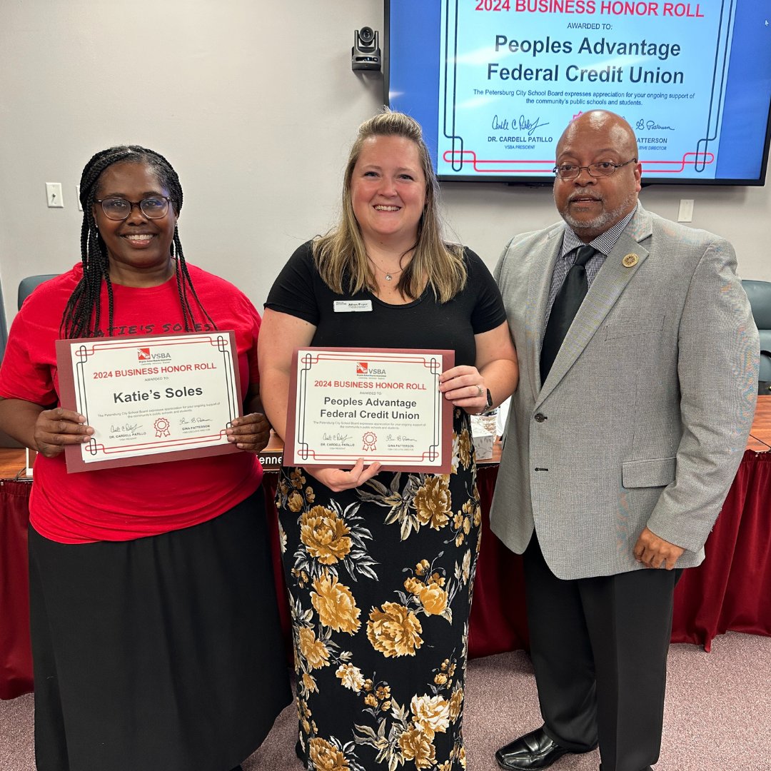 Congratulations to Katie's Soles and @PeoplesAdv on being named 2024 Business Honor Roll recipients by the @VaSchoolBoards! Your continued support is appreciated!