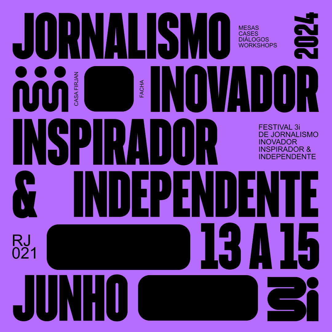 O Festival 3i 2024 está chegando! 📢 A 5ª edição retorna ao Rio com grandes nomes do jornalismo nacional e internacional. Vamos construir juntos os futuros da área. Nos vemos de 13 a 15 de junho, em Botafogo! 💭