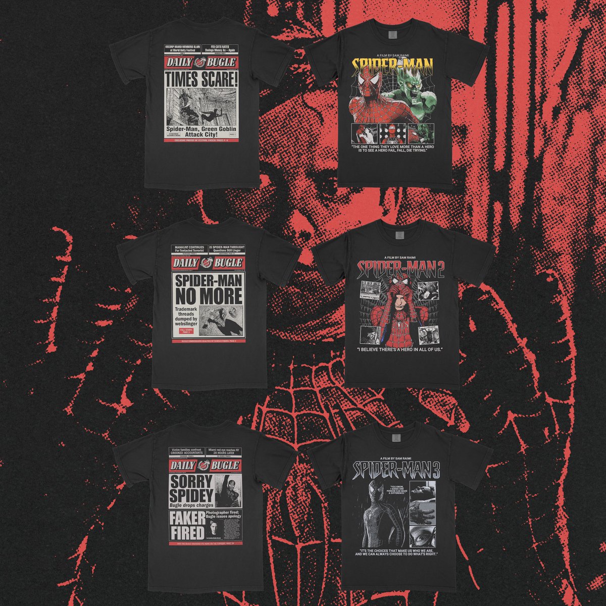 Raimi Spider-Man trilogy (2002-2007) tees available for preorder this weekend only!