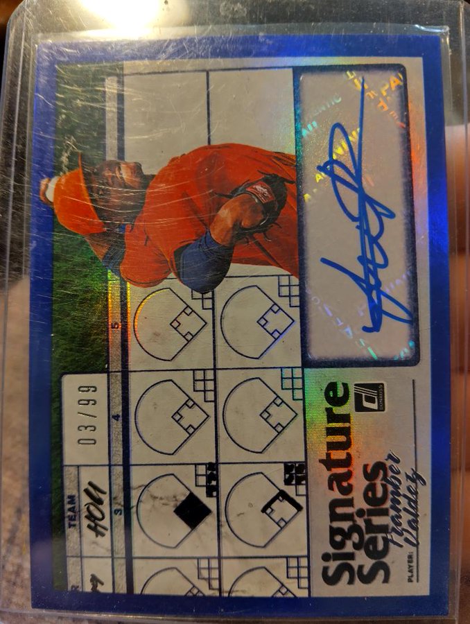 We have here a Baseball 2019 Framber Valdez #Astros Panini Signature Series Certified Autograph Card #SS-FV, only 3 of 99 made. Asking $3.00. Feel free to make any offers. Retweet or stack if you want. @Hobby_Connector @Acollectorsdrea @sports_sell @CardboardEchoes