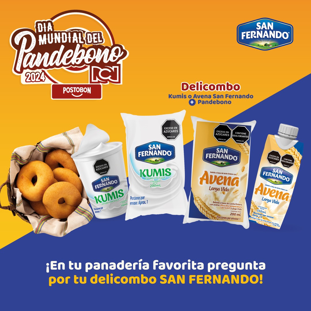 Sanfernando_'s tweet photo. ¡Sigue celebrando con nosotros el #DíaMundialDelPandebono y sumérgete en la deliciosa tradición de San Fernando 💙! Visita tu panadería favorita y pide tu Delicombo San Fernando: Avena o Kumis más un pandebono. ¡La combinación perfecta!

#SanFernando #ElSaborDeTuRegión https://t.co/M4ZYmPCNCO