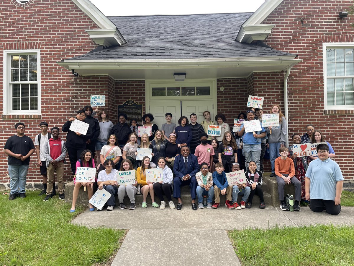 Students marched in honor of Shirley Bulah & the 70th anniversary of Brown v BOE. #EquityInEducation #RemarkableRedClay