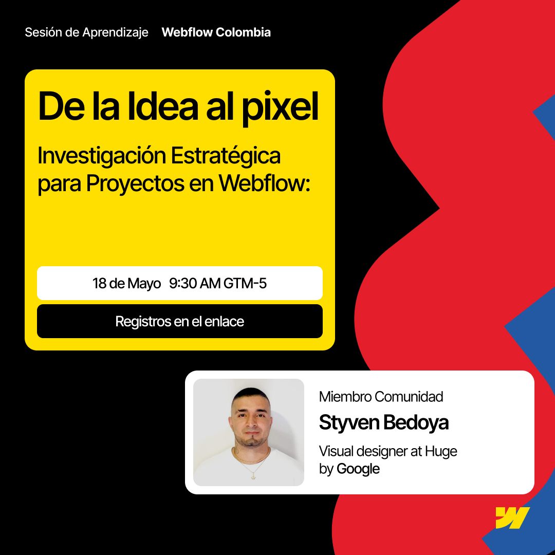 WebflowColombia's tweet photo. Te inviatamos a la sesión de aprendizaje el día de mañana de nuestra comunidad de @webflow Colombia.
¡Si eres de LATAM estamos super felices de que participes!
Registro: https://t.co/nZ6jcP2Dhb
¡un abrazo cafetero! #webflow #webflowcol https://t.co/NXNuih707R