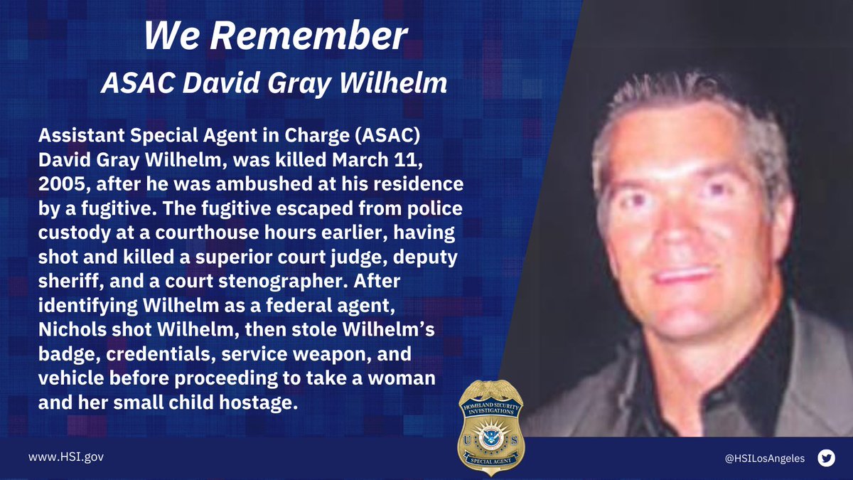 In memory of Assistant Special Agent in Charge David Wilhelm who was senselessly killed on March 11, 2005 #WeRemember #PoliceWeek #HSI