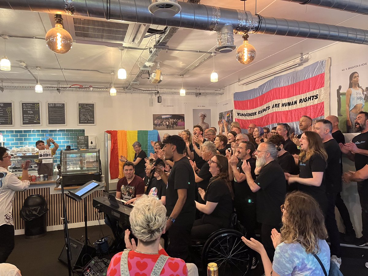 Events for #IDAHOBIT are always a mix of joyous celebration and serious discussion of the harm homophobia, biphobia and transphobia cause to us all in society. At the @LedwardCentre in Brighton today, the sunshine was brought by @rainbowchorus 💕🏳️‍⚧️🏳️‍🌈💚