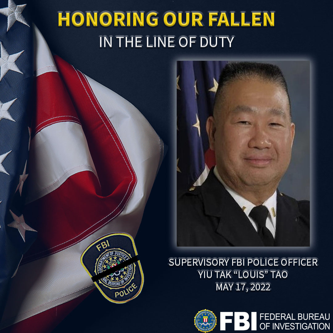 The #FBI remembers Supervisory Police Officer (Lieutenant) Yiu Tak (Lou) Tao, who died #OTD in 2022, from an illness attributed to his work in 9/11 recovery efforts. ow.ly/pPsM50RKG1y