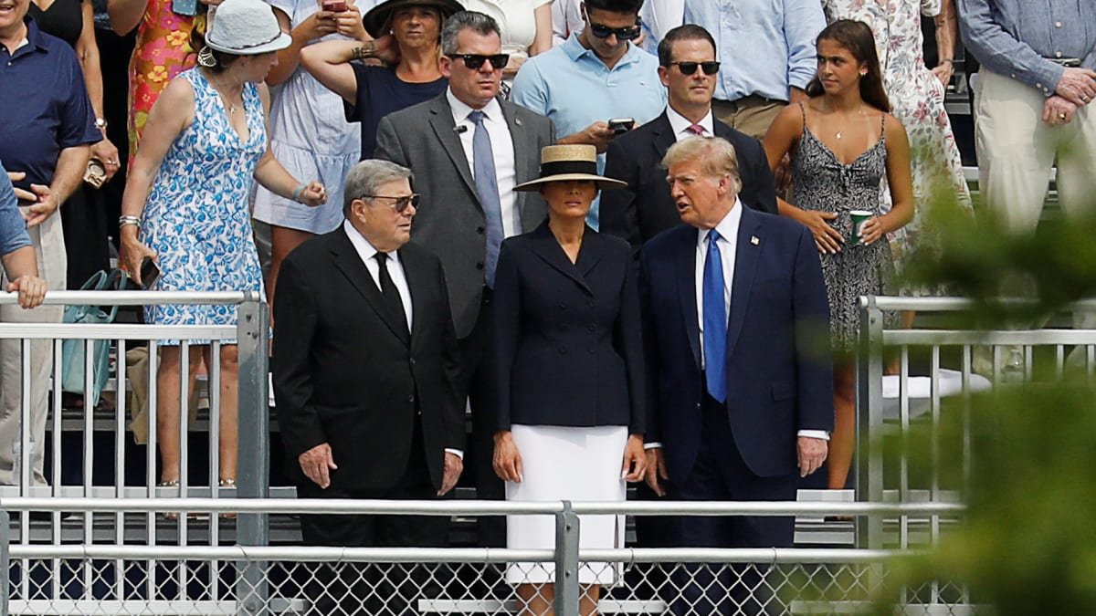 Caption this photo of Melania Trump's thousand-yard stare while her husband-in-name-only blabs at their son's graduation. Best one wins. 🏆