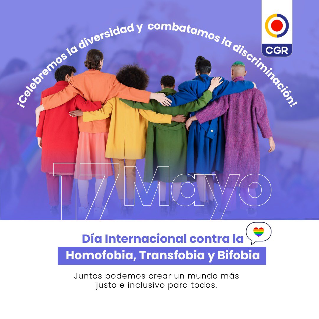 Hoy, 17 de mayo, se conmemora el Día Internacional contra la Homofobia, Transfobia y Bifobia. Un día para recordar que la discriminación no tiene cabida en nuestro mundo. ¡Juntos podemos construir un futuro más justo e inclusivo para todas las personas!
