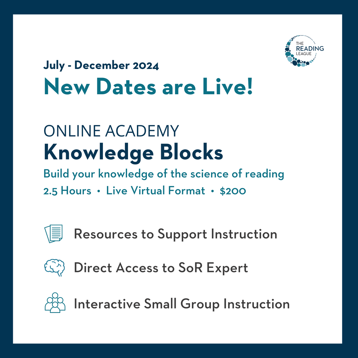 reading_league's tweet image. TRL Online Academy Knowledge Blocks for the rest of 2024 are live. Find opportunities for all learning paths to elevate #LiteracyInstruction with direct access to #SoR experts, resources for the classroom, &amp;amp; more. Register today: bit.ly/3WPuHfl #TeacherPD