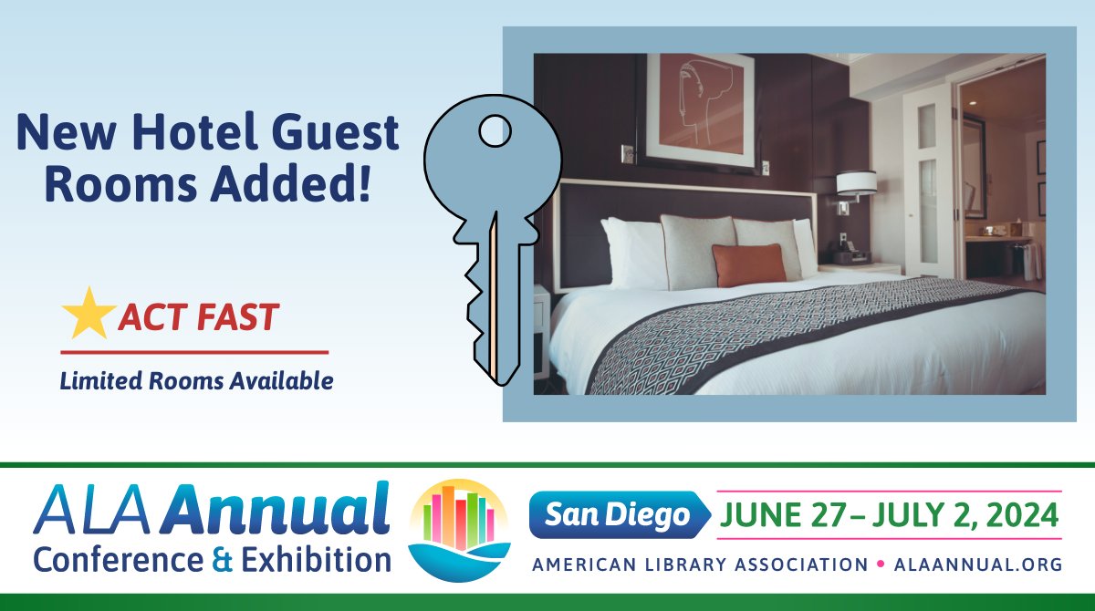 #ALAAC24 NEW hotel guest rooms are available at the Hilton-Gaslamp and the Hotel Republic! 🚀 Register & book your housing NOW to ensure you're front and center for all the excitement. 2024.alaannual.org/hotels
