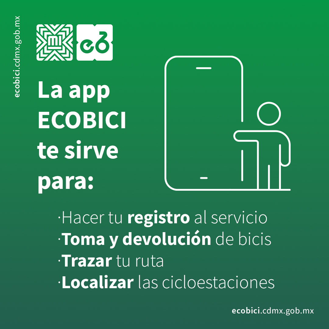 ¿Sabías que se puede hacer todo esto en nuestra app? Descárgala y regístrate para rodar con ECOBICI. 🚲💚 #ECOBICI #MovilidadCDMX #Bicicleta