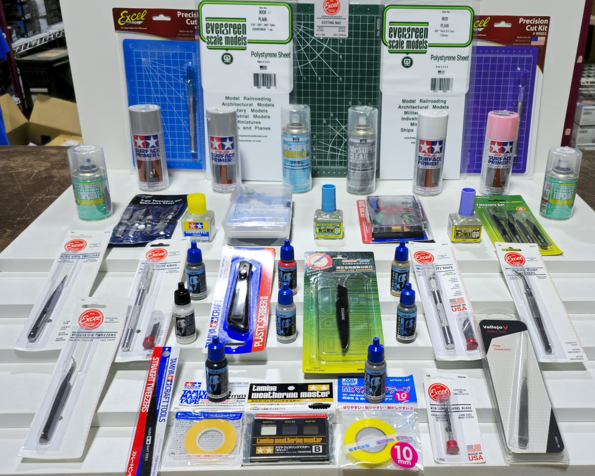 Looks like an accessory night. Today's BIG drop comes to us from the Excel, Tamiya, and Mr. Hobby. Restocks of Cutting Mats, Knives, Primers, Masking Tape, Cement and so many more. Get them while they last.#gundamshipmenttower #gunpla #gundam #gundambuilder #modelkits #gundampros