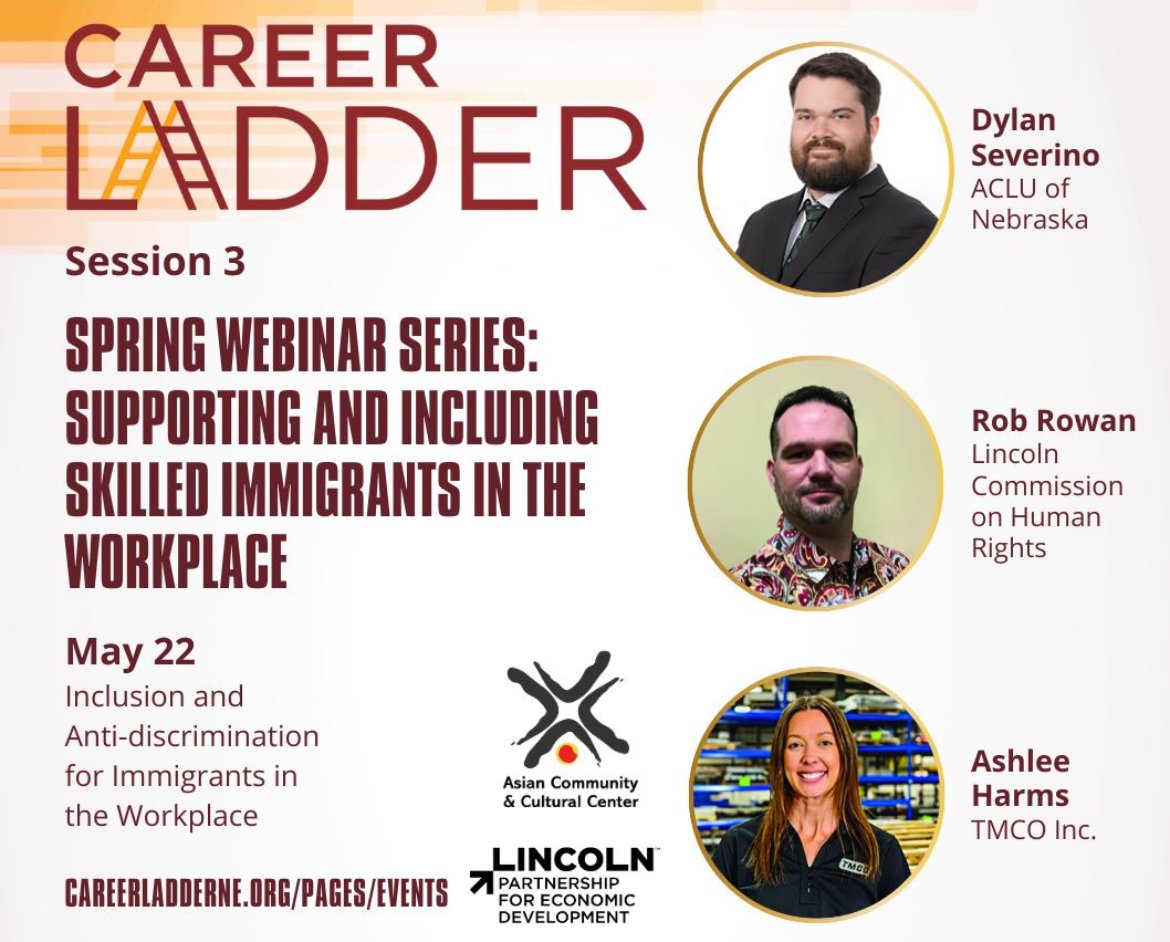 You have a right to be free of workplace discrimination based on many characteristics, including your immigration status. Join us Wednesday for a virtual event on inclusion and anti-discrimination in the workplace. Register here: careerladderne.org/pages/events