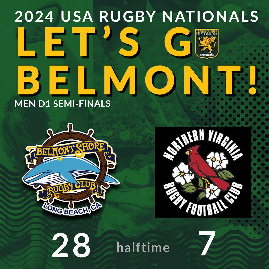 SoCalRugbyUnion's tweet photo. SCRFU and Pacific Regional Men D1 Champions, @belmont_shore_rugby, are leading NOVA Men at the end of the first half. The winner will advance to the USA Club Rugby XVs Championship on Sunday.

Let's Go SCRFU! Bring those 🏆s home to SoCal! https://t.co/H2e3Yh4fRG