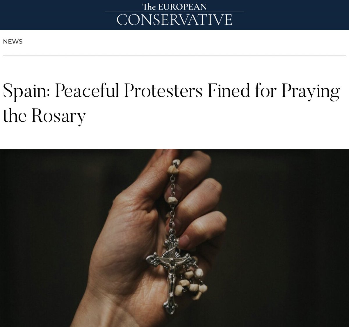 This violation of the basic religious rights of practicing Catholics is straight out of a dictatorial regime. In Spain: ‘Peaceful Protesters Fined for Praying the Rosary’ The Spanish government claimed praying is ‘harassment.’