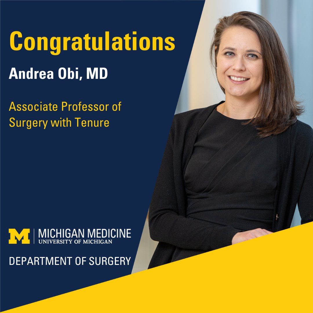 Congratulations to Andrea Obi, M.D., on your promotion to Associate Professor of Surgery with Tenure!