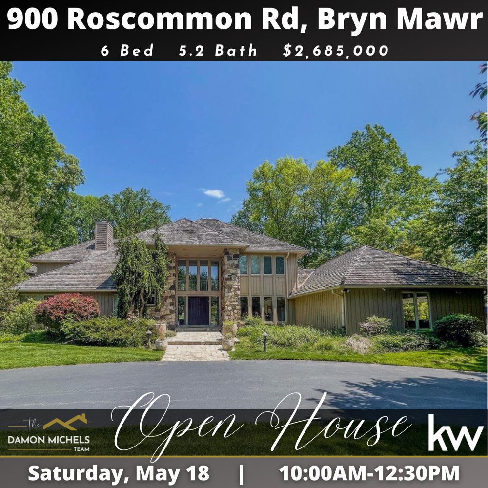 Open House Alert! 🏠 Join us tomorrow, Saturday, May 18th from 10:00 AM to 12:30 PM at 900 Roscommon Rd, Bryn Mawr. Discover your dream home and explore all it has to offer. Don't miss out!
#OpenHouse #BrynMawr #RealEstate #DreamHome #KWMainLine #TheDamonMichelsTeam