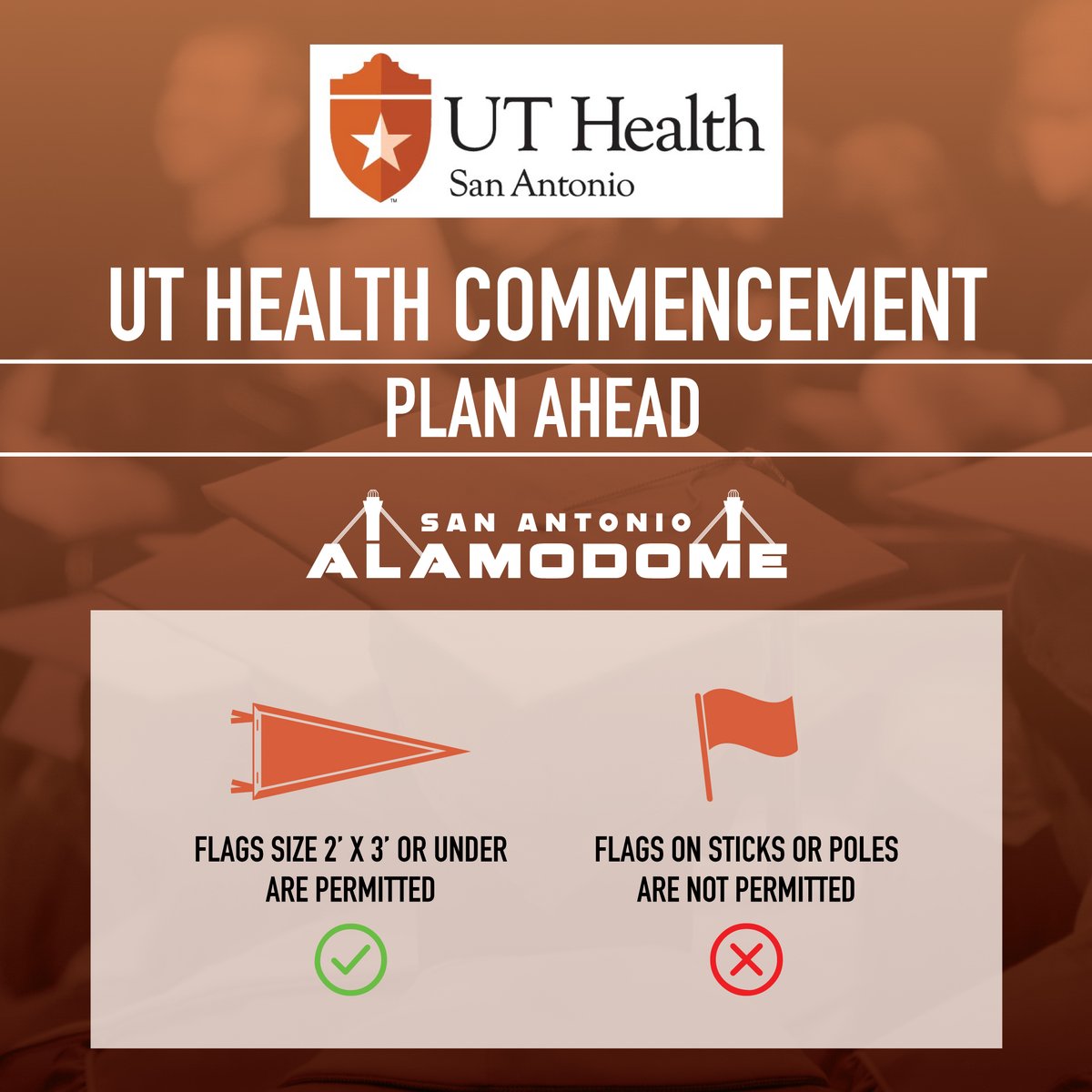 🚨 Know before you go! UT Health Commencement 🎓 Sat. May 18, 2024 | 2 PM & 5 PM 📍Alamodome, 100 Montana Street 🌐 Visit alamodome.com for more info