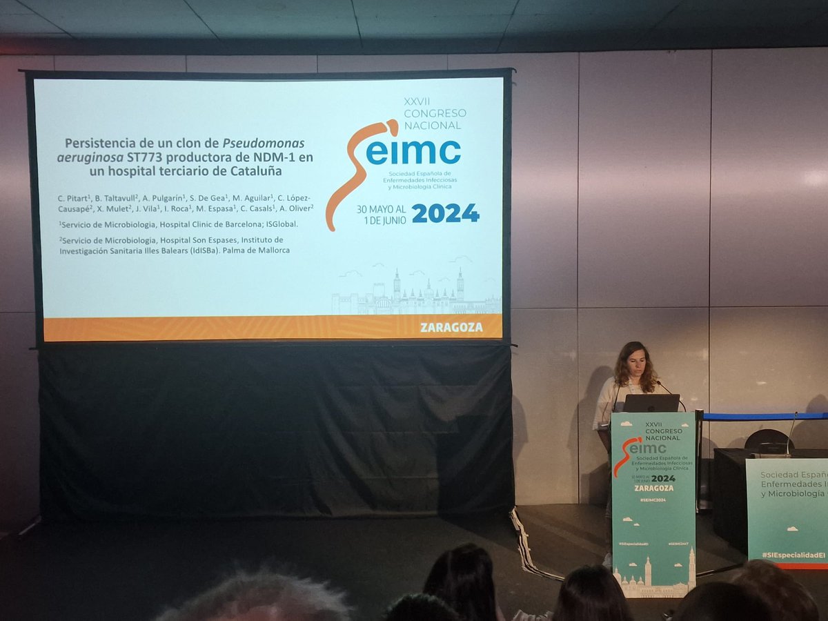 Cristina Pitart ha presentado un estudio en colaboración con <a href="/idisbaib/">IdISBa</a> <a href="/SonEspases/">HU Son Espases</a> sobre la persistencia de un clon de P.aeruginosa NDM-1 ST773 en nuestro centro introducida por una paciente transferida de Ucrania! <a href="/cpitart/">Cristina Pitart</a> <a href="/SEIMC_/">SEIMC</a> <a href="/hospitalclinic/">Hospital Clínic</a>