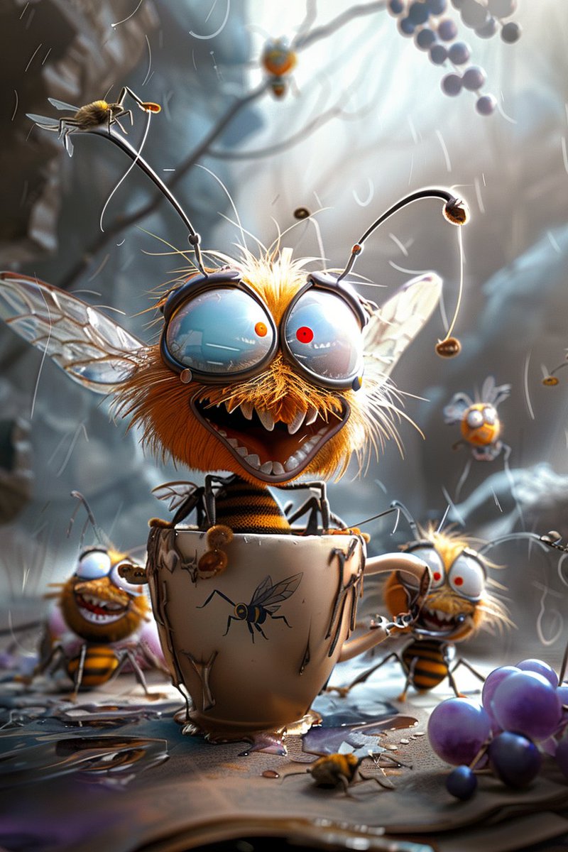 🐝 Buzzing Into the Weekend Like... 🥳☕

When you're feeling extra buzzy and ready to dive into the sweetness of life! These quirky bees know how to have fun. 🍯😂

#BeeHappy #BuzzLife #FunnyArt #WeekendVibes #CrazyBees #CuteCreatures #CoffeeBreak #WhimsicalArt #3DArt #HoneyLove
