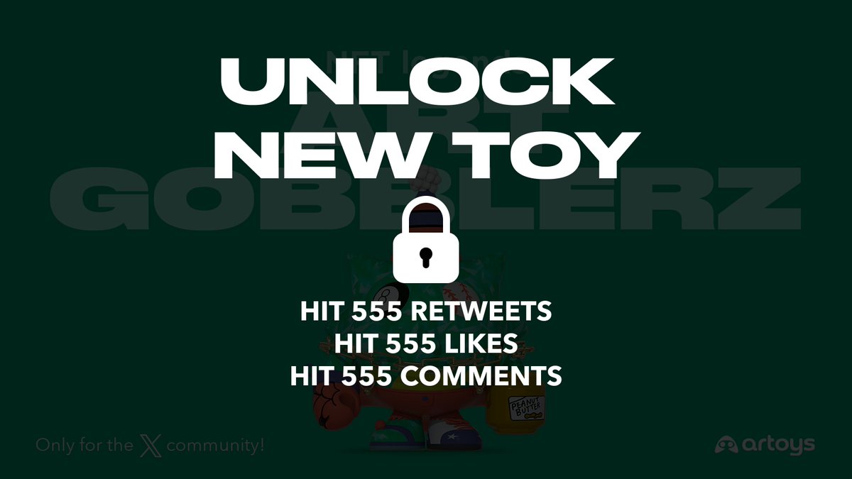 🔐 UNLOCK TO GET A NEW TOY 

👇 How to unlock it? 

Hit 5️⃣5️⃣5️⃣ comments    
Hit 5️⃣5️⃣5️⃣ likes
Hit 5️⃣5️⃣5️⃣ retweets

LET'S GOOO
