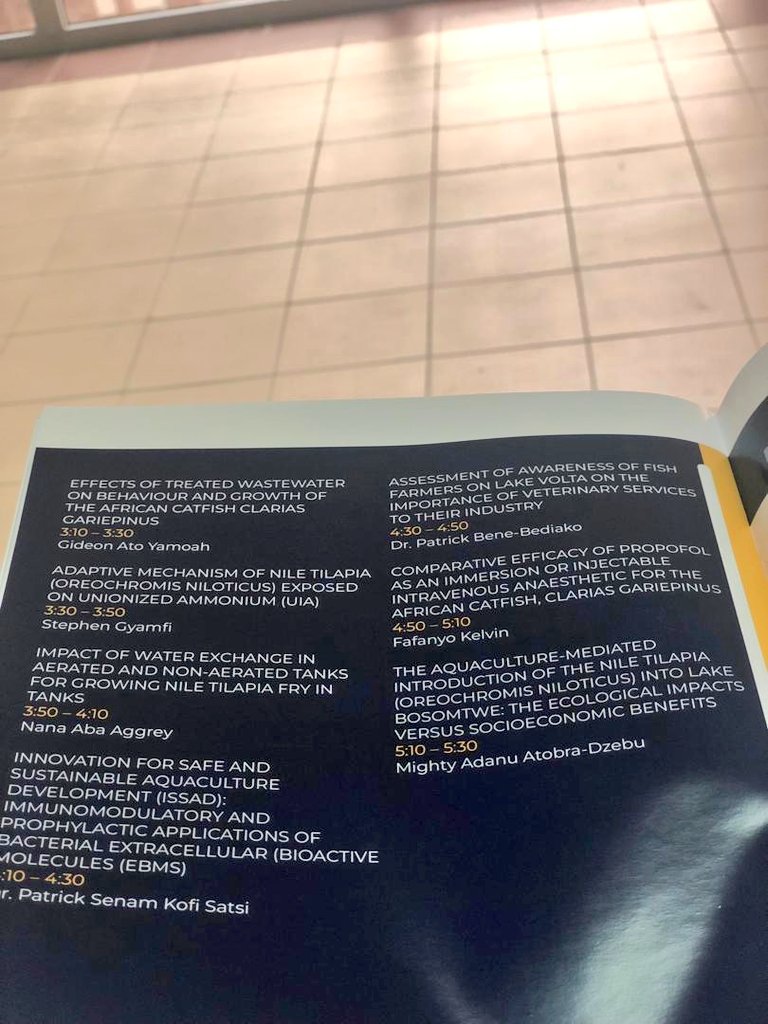 mighty_adanu's tweet photo. Yesterday, at the @chamberofaquac1 Conference, I was pleased to present on "The Aquaculture-Mediated Introduction of Nile tilapia into the Lake Bosomtwe: The Ecological Impacts Vrs Socio-economic benefits". 

Great thanks to @Fisheries_KNUST, and @quasiadu for making it possible. https://t.co/CxSeyrnmNs
