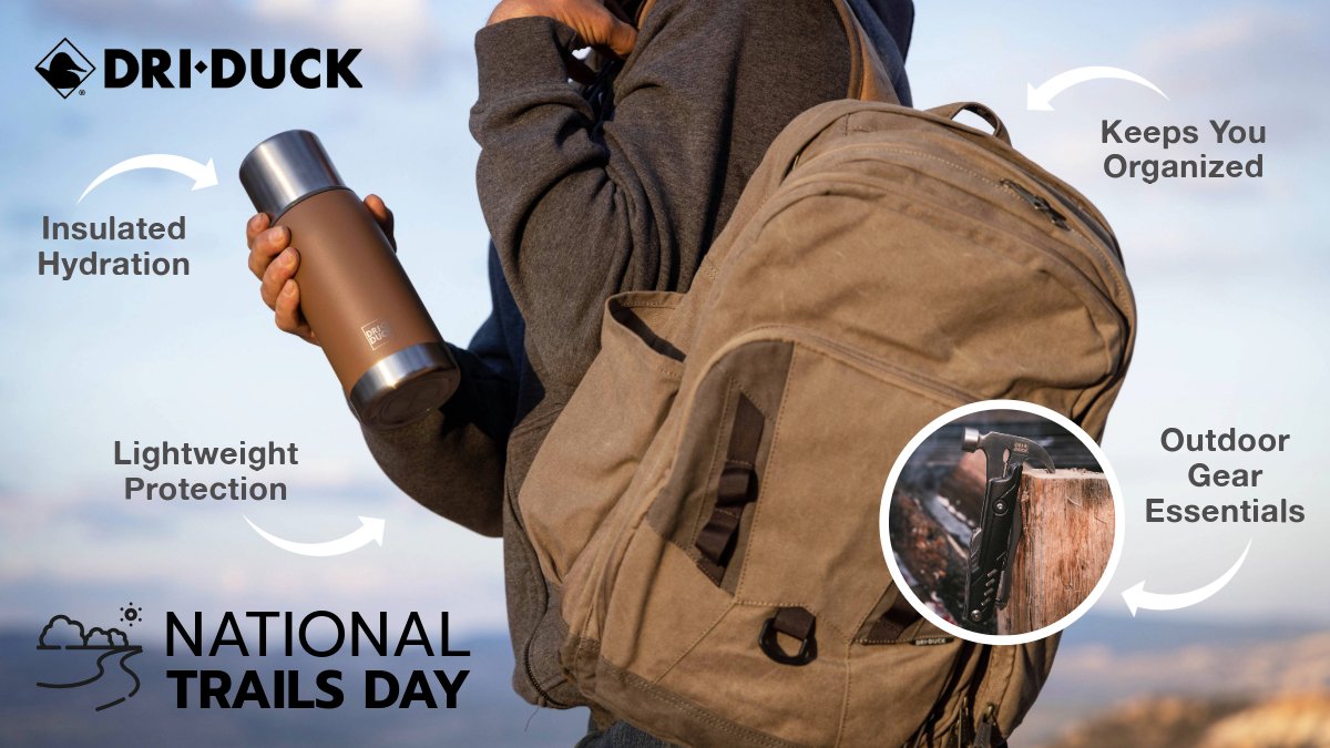 DRIDUCK's tweet image. DRI DUCK has you covered on the trails. We keep you hydrated, organized, warm and prepared with our outdoor apparel and gear.

#nationaltrailsday #driduck #driducktrails #mydriduck | l8r.it/wm16