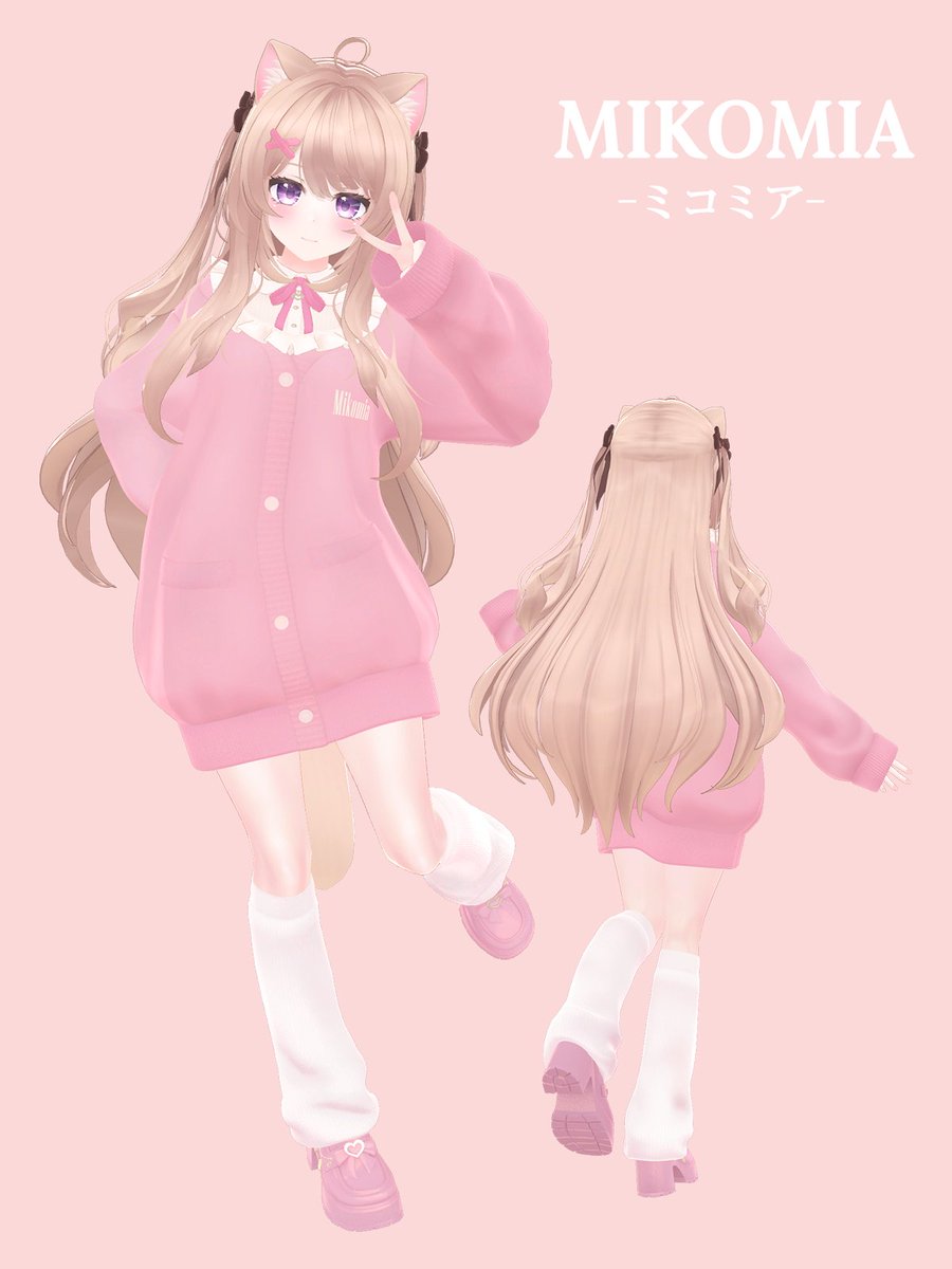 新作の子です！名前はMIKOMIA(ミコミア)です。  
細部は変更になるかもしれませんが今はこんな感じです。
本日公開されたアバターミュージアム10にも展示しています。 サンプルアバターはまだ準備できていませんがペデスタルはあるので用意ができたら更新する予定です！ #skavatars #アバミュ