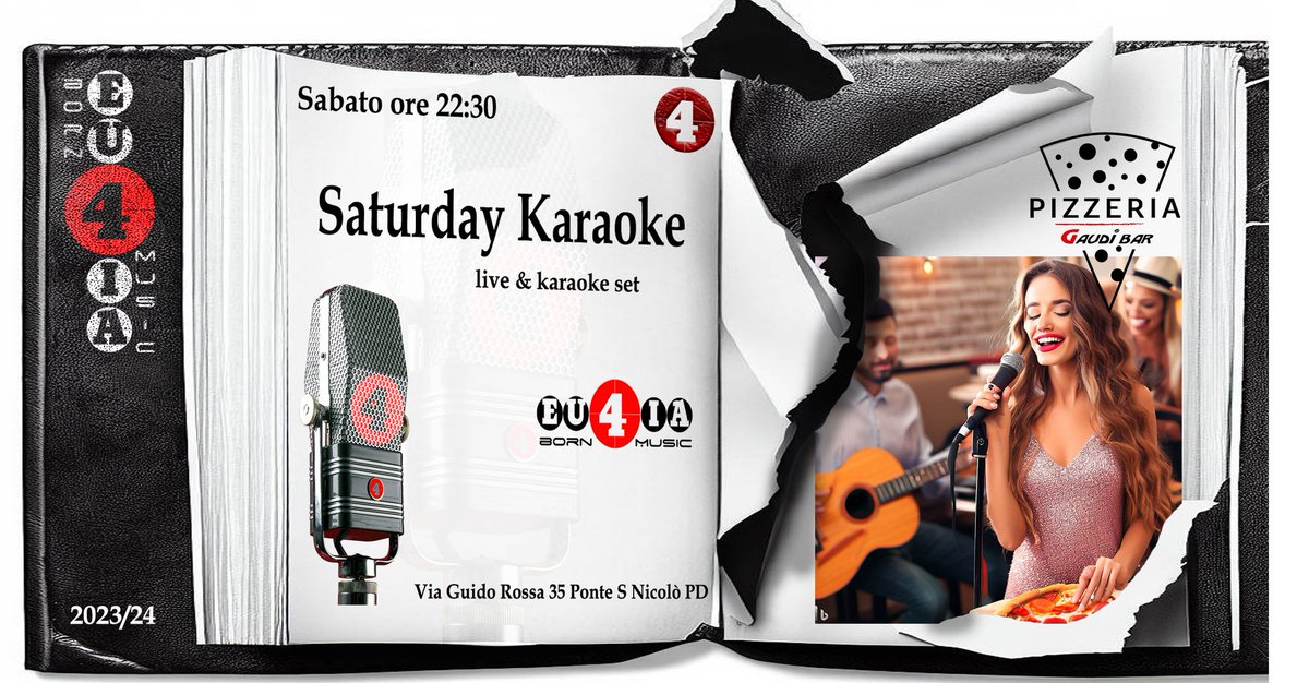 Guido_Eu4ia's tweet photo. Questa sera
EU4IA ti invita
@ SATURDAY KARAOKE
live &amp; karaoke set
C/O GAUDÍ
Via G Rossa 35 Ponte S Nicoló PD
Dalle ore 22:30

#eu4ia #karaoke #pianobar #music #voice #guitar #live #saturdaykaraoke #gaudì #sabato #padova #top #joy #nightlife 

What else?

https://t.co/PBnzwYYXAt https://t.co/A4Rqcgv7xQ