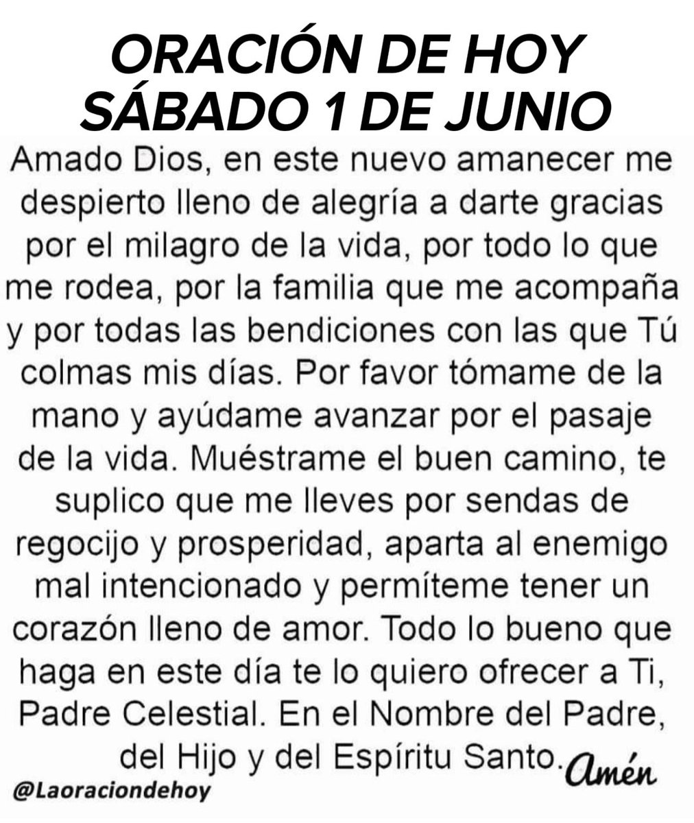 Oración diaria para hoy sábado 1 de junio de 2024