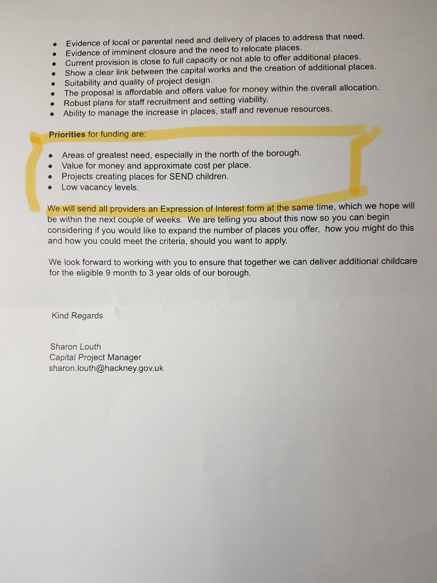 SaveFernbankNursery (@save_fernbank) on Twitter photo Stunned to learn that <a href="/hackneycouncil/">Hackney Council</a> have sent THIS👇LETTER to #Hackney childcare providers, outlining a grant scheme of £500k to help increase places for 9 month-3 year olds ahead of gov expansion of free hours, stating the greatest need is in North - where Fernbank CC is! A🧵 Stunned to learn that <a href="/hackneycouncil/">Hackney Council</a> have sent THIS👇LETTER to #Hackney childcare providers, outlining a grant scheme of £500k to help increase places for 9 month-3 year olds ahead of gov expansion of free hours, stating the greatest need is in North - where Fernbank CC is! A🧵