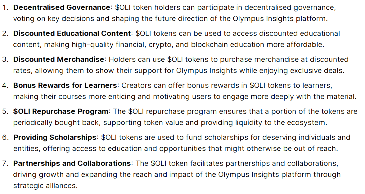 Pyrros_CNFT's tweet photo. $OLi token utillity:
#governance 
#Discounts 
#Rewards
#Tokenstore
#Scholarship
#Marketing
@OlympusInsights @Olympus_Learn https://t.co/uQoihRajMH