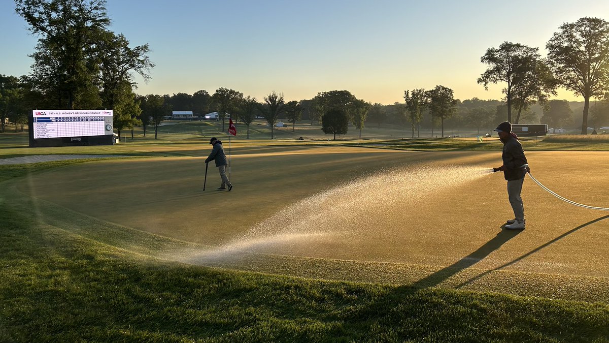 The maintenance team at Lancaster has been busy this morning getting the course dialed in for a great day of golf @uswomensopen!