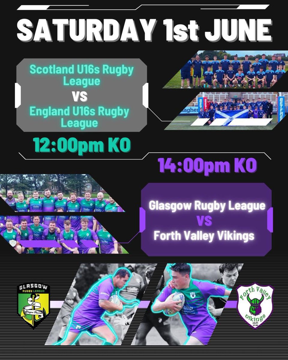 Game day! 🚨🚨 Today we face <a href="/GlasgowLeague/">Glasgow Rugby League</a> for our first game of the season. Kick off @ 2pm. Not forgetting the Scotland U16s taking on England U16s at 12pm first.