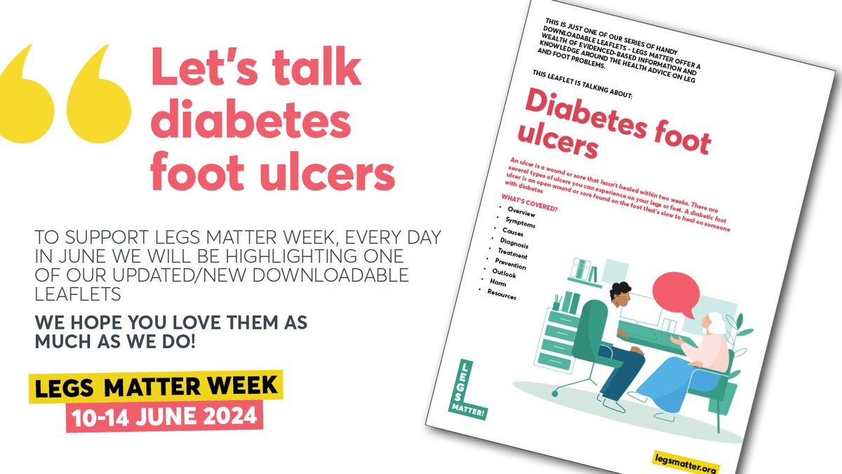 It's June and we are celebrating #legsmatterweek - so we will highlight one of our new or updated downloadable leaflets each day in June. Today let's talk Diabetes Foot Ulcers - lots of great information for HCPs, patients and carers - please share! legsmatter.org/information-an…