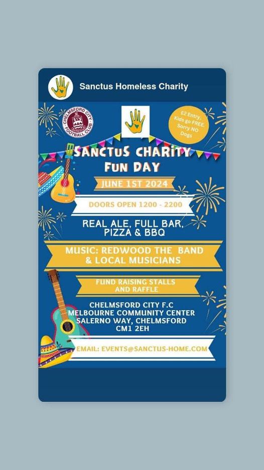 Tune in now to catch up with George and the gang on  <a href="/ChelmsfordCR/">CCR Online & 104.4FM</a> and their Event Guide Guest today is Emma from <a href="/SanctusCharity/">Sanctus Homeless Charity</a> who will be sharing all the details of their fab Fun Day <a href="/OfficialClarets/">Chelmsford City FC</a>