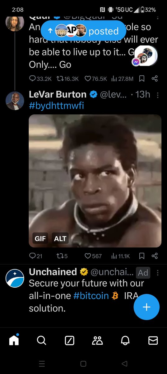 timleviathan666's tweet photo. @levarburton @BigQadi In my feed, the tweet below this one is for something called "unchained". I thought it was hilarious and ironic. Thank you for existing @levarburton #RRfanforlife https://t.co/awNuonkrah