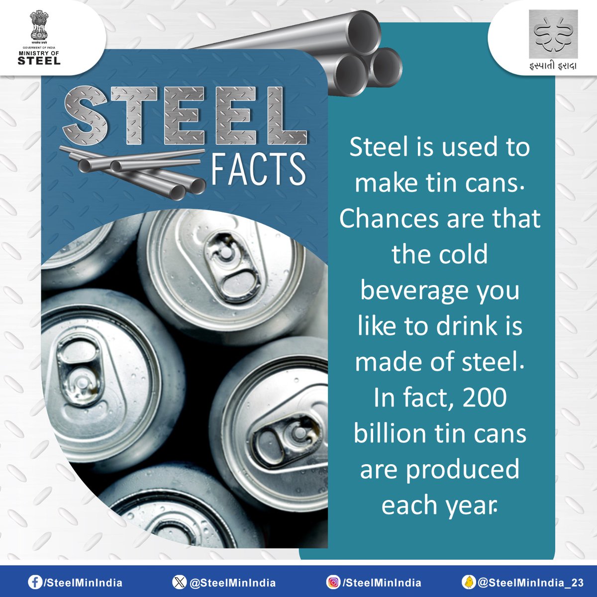 SteelMinIndia's tweet photo. Steel, known for its strength and versatility, plays a vital role in industries worldwide—from construction to automotive and beyond. Learn more about the fascinating facts that make steel an indispensable part of our modern world. 🌐🔩

#SteelFacts #IndustrialStrength https://t.co/3NMLLQTG0J