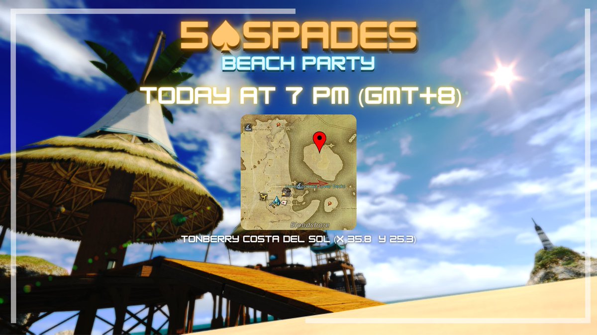 ITS TODAY!!!
Here's a rundown!
DJ Kanisan kicks off the party on Twitch from 7 pm-8 pm. Join the groove at twitch.tv/dj_kanisan!
Then, keep the vibes rolling with DJ Florence from 8:30 pm- 10 pm. Tune in at twitch.tv/florencefalh for some epic beats!

#5Spades #XIV #Elemental