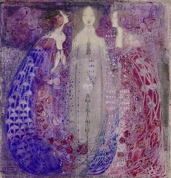 Margaret Macdonald Mackintosh, The Three Perfumes, 1912, Glasgow School artist who was believed to have influenced Klimt #womensart