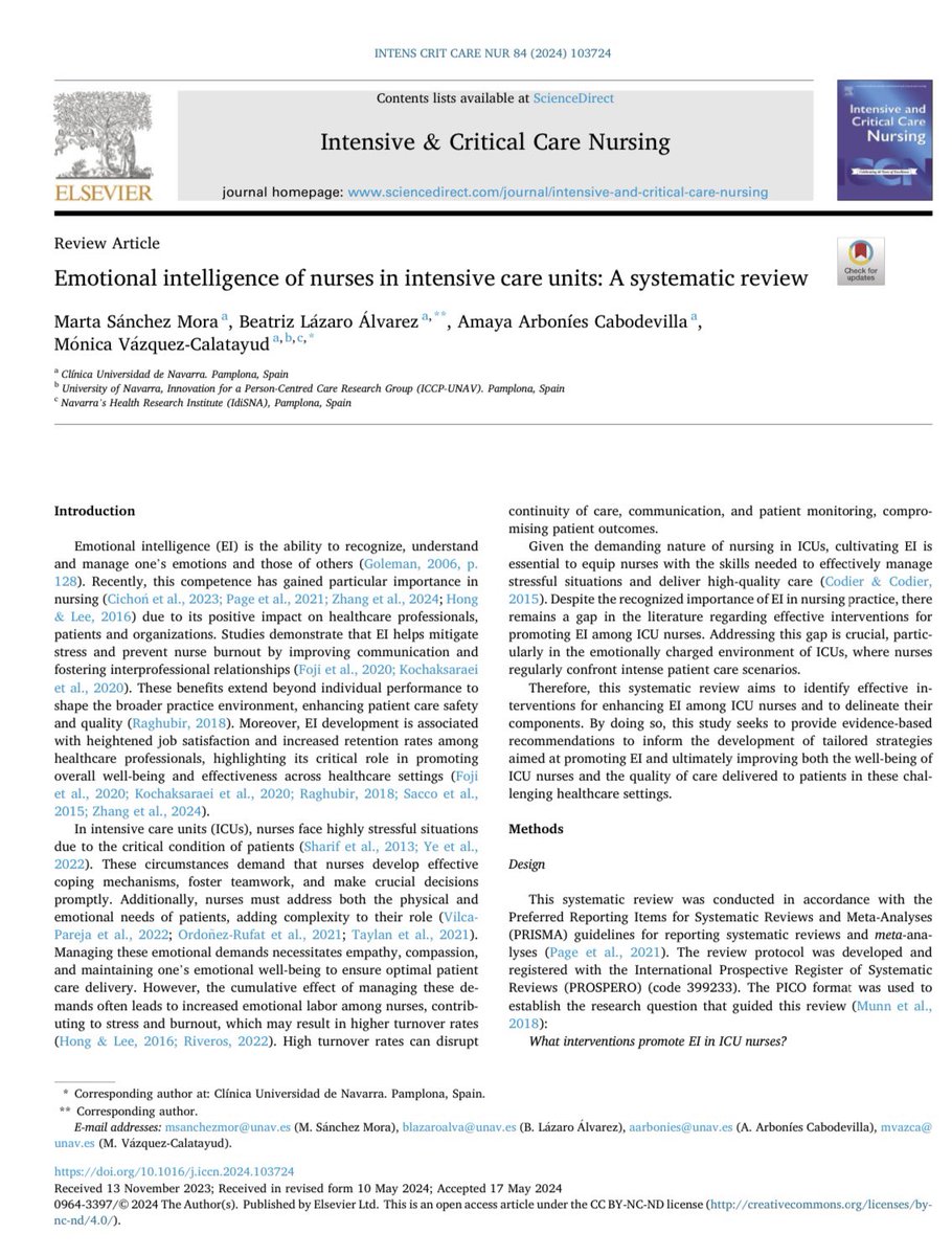 ✨ A pleasure to share our last publication in @ICCNursJournal, worked with my Master students from @enfermeriaunav @ClinicaNavarra Very proud of the result. In Open Access 👇🏻👇🏻 authors.elsevier.com/sd/article/S09…